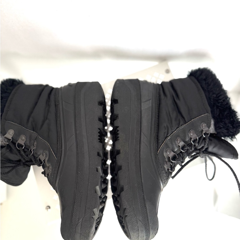Sorel Black Insulated Boots Size 7 Lace Up Rubber Sole Winter Waterproof Snow - Picture 6 of 7